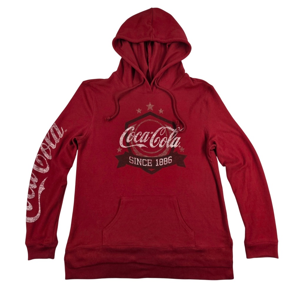 Coca Cola Womens Red Graphic Hoodie Sweatshirt‎ Since 1886 Logo Medium